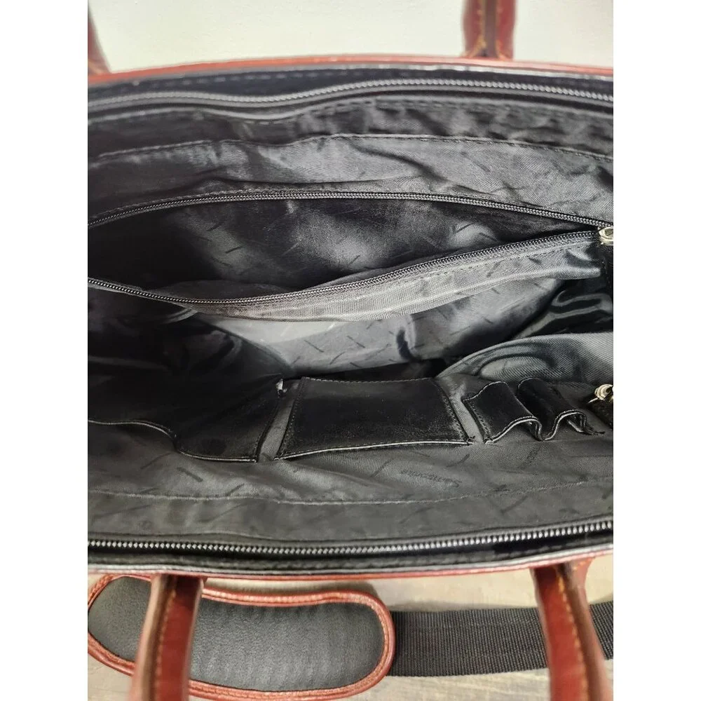 Samsonite By Heritage Industries Black W/Brown Trim Leather Travel Bag
